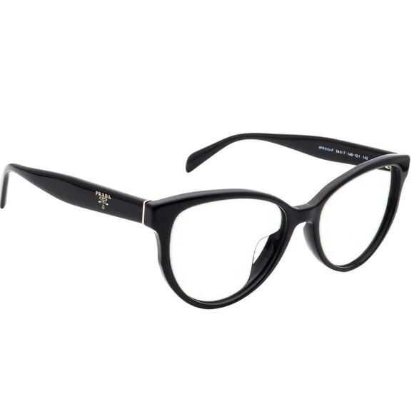 Prada Eyeglasses VPR 01U-F 1AB-1O1 Glossy Black Cat Eye Frame Italy 54 17 140 - Picture 1 of 5